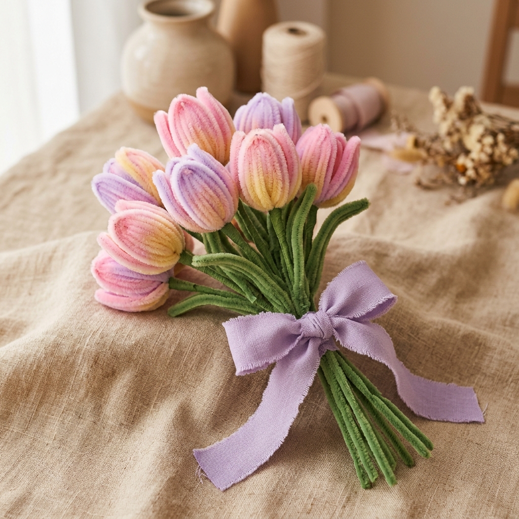 Pastel Dream Pipe Cleaner Tulip Bouquet